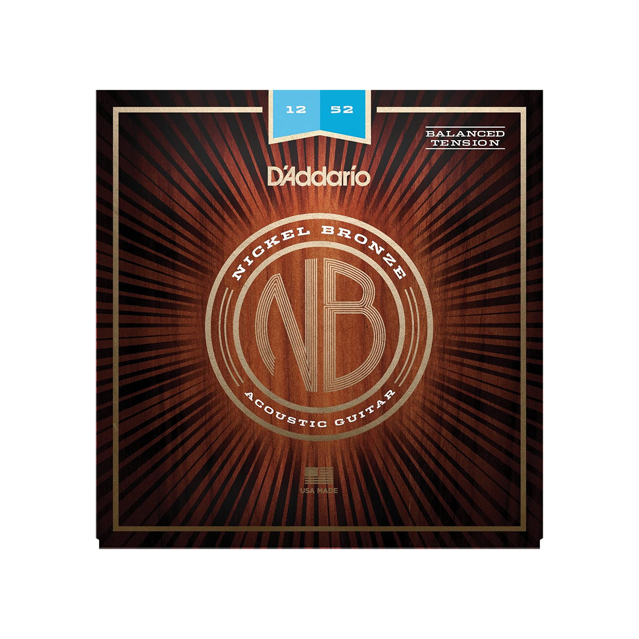 D'Addario NB1252BT Acoustic Guitar Strings, Balanced Tension Light, 12-52