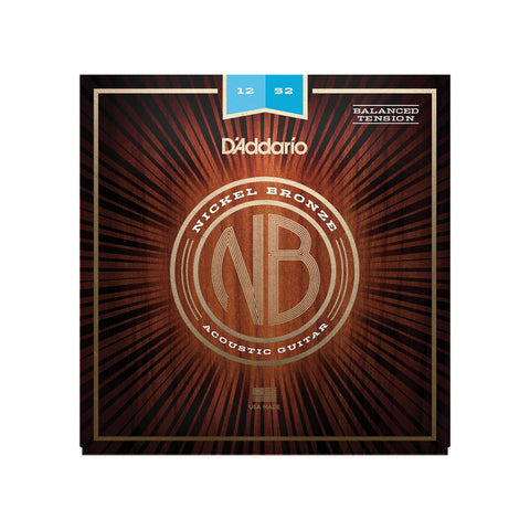 D'Addario NB1252BT Acoustic Guitar Strings, Balanced Tension Light, 12-52