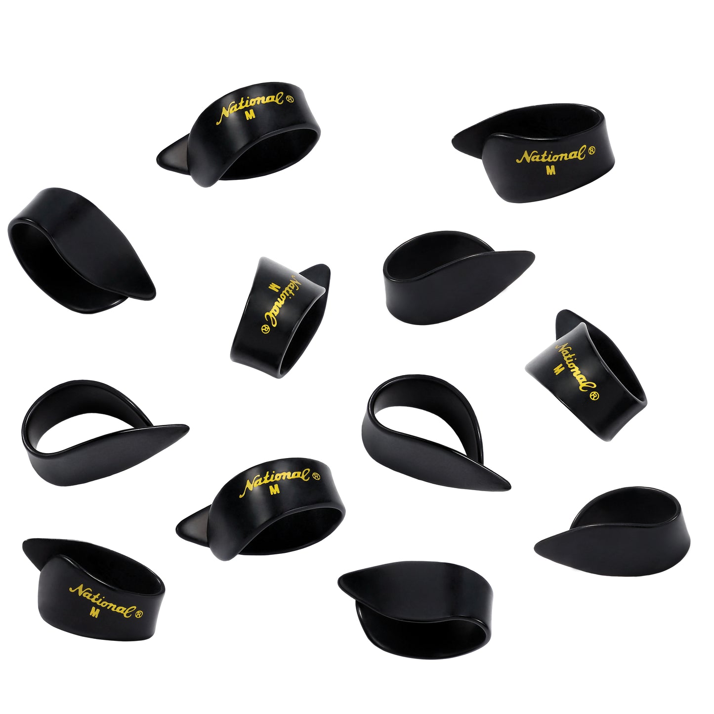 D'Addario National Celluloid Thumb Picks, Medium Black 12 pack