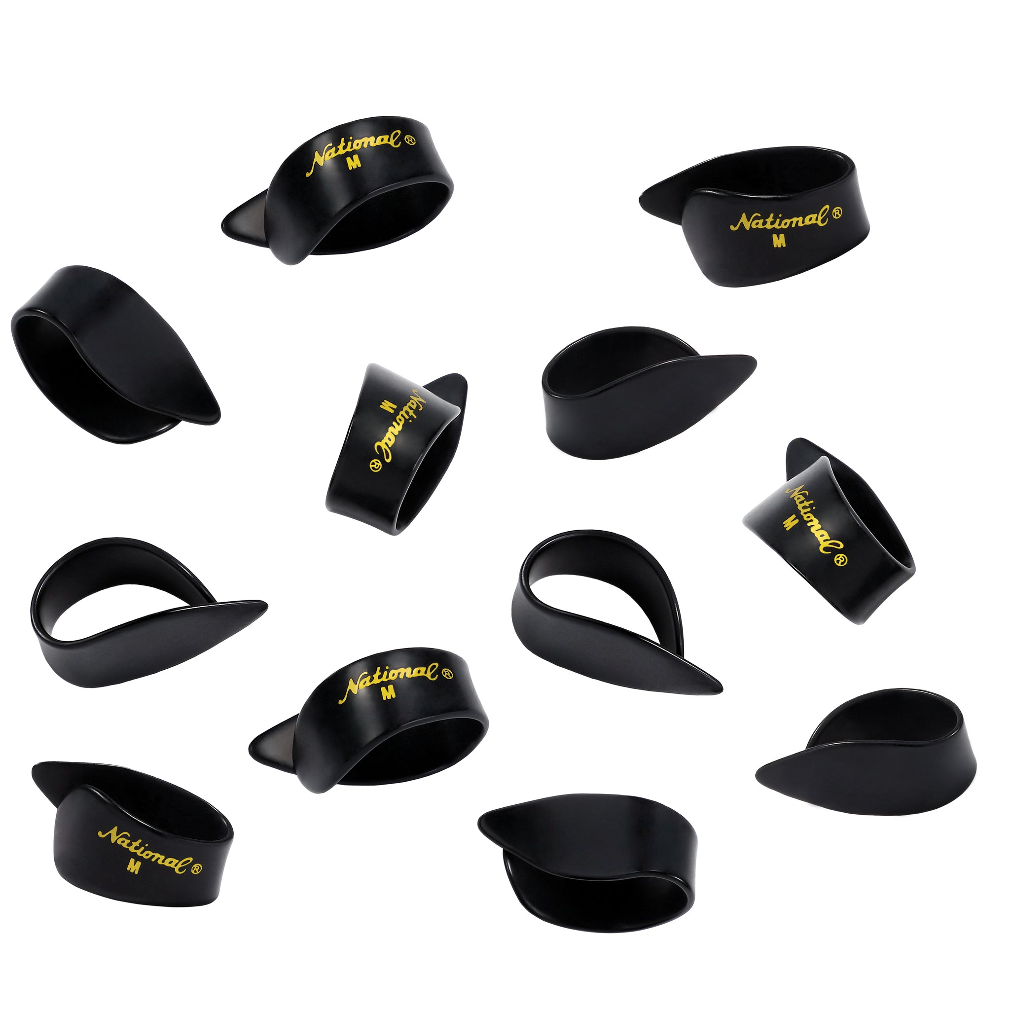 D'Addario National Celluloid Thumb Picks, Medium Black 12 pack