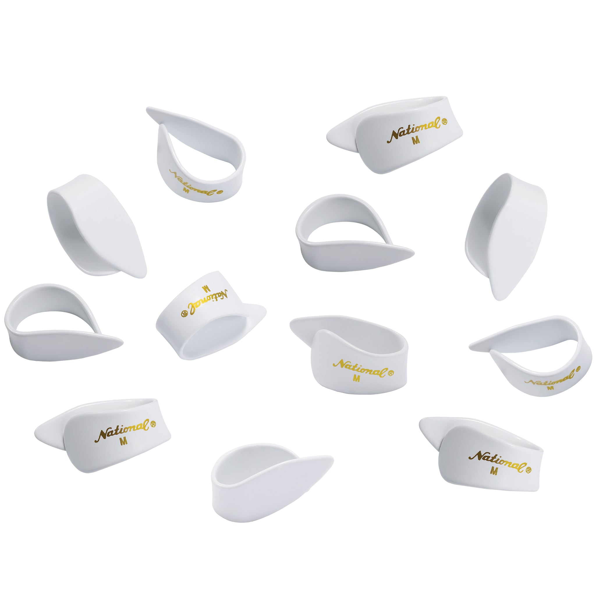 D'Addario National Celluloid Thumb Picks, Medium White 12 pack
