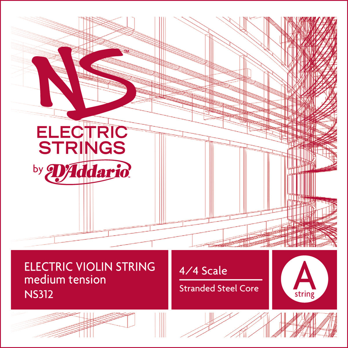 D'Addario NS Electric Violin Single A String, 4/4 Scale, Medium Tension