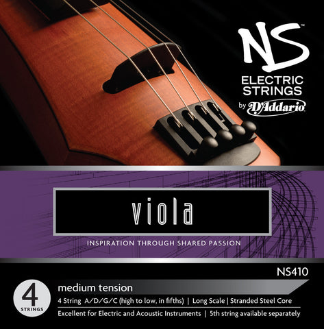 D'Addario NS Electric Viola String Set, Long Scale, Medium Tension