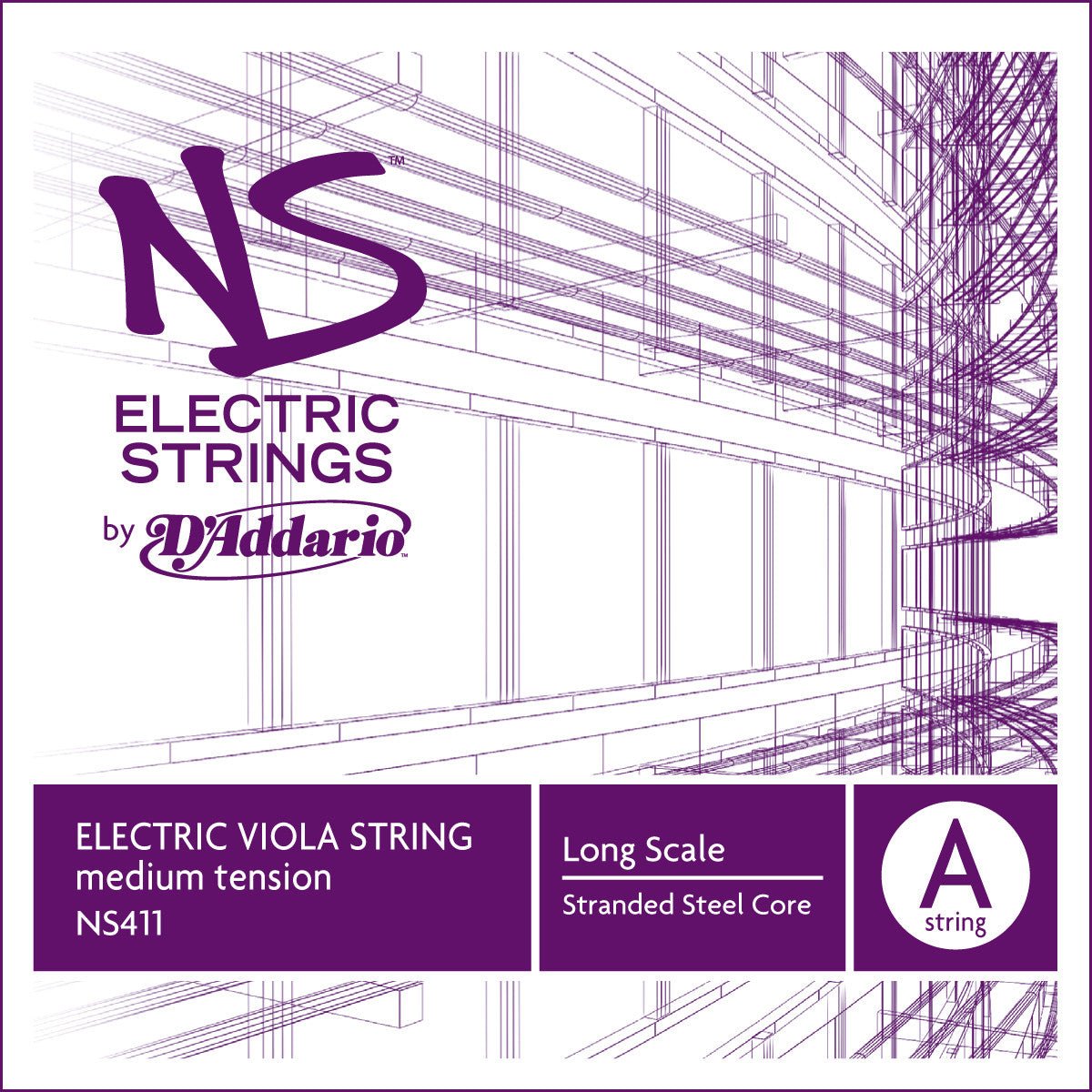 D'Addario NS Electric Viola Single A String, Long Scale, Medium Tension