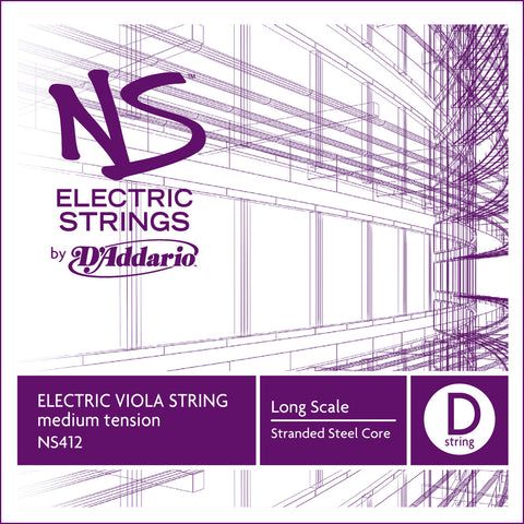 D'Addario NS Electric Viola Single D String, Long Scale, Medium Tension