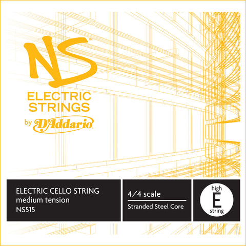 D'Addario NS Electric Cello Single High E String, 4/4 Scale, Medium Tension