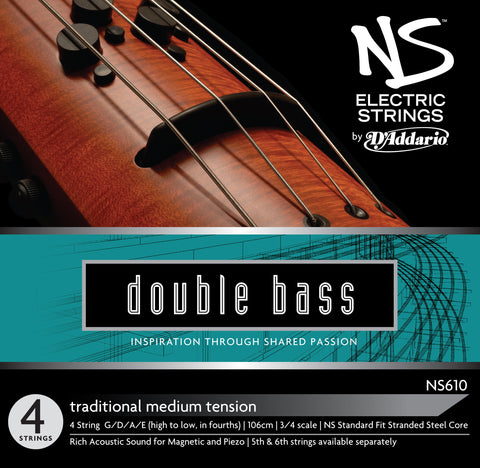D'Addario NS Electric Traditional Bass String Set, 3/4 Scale, Medium Tension