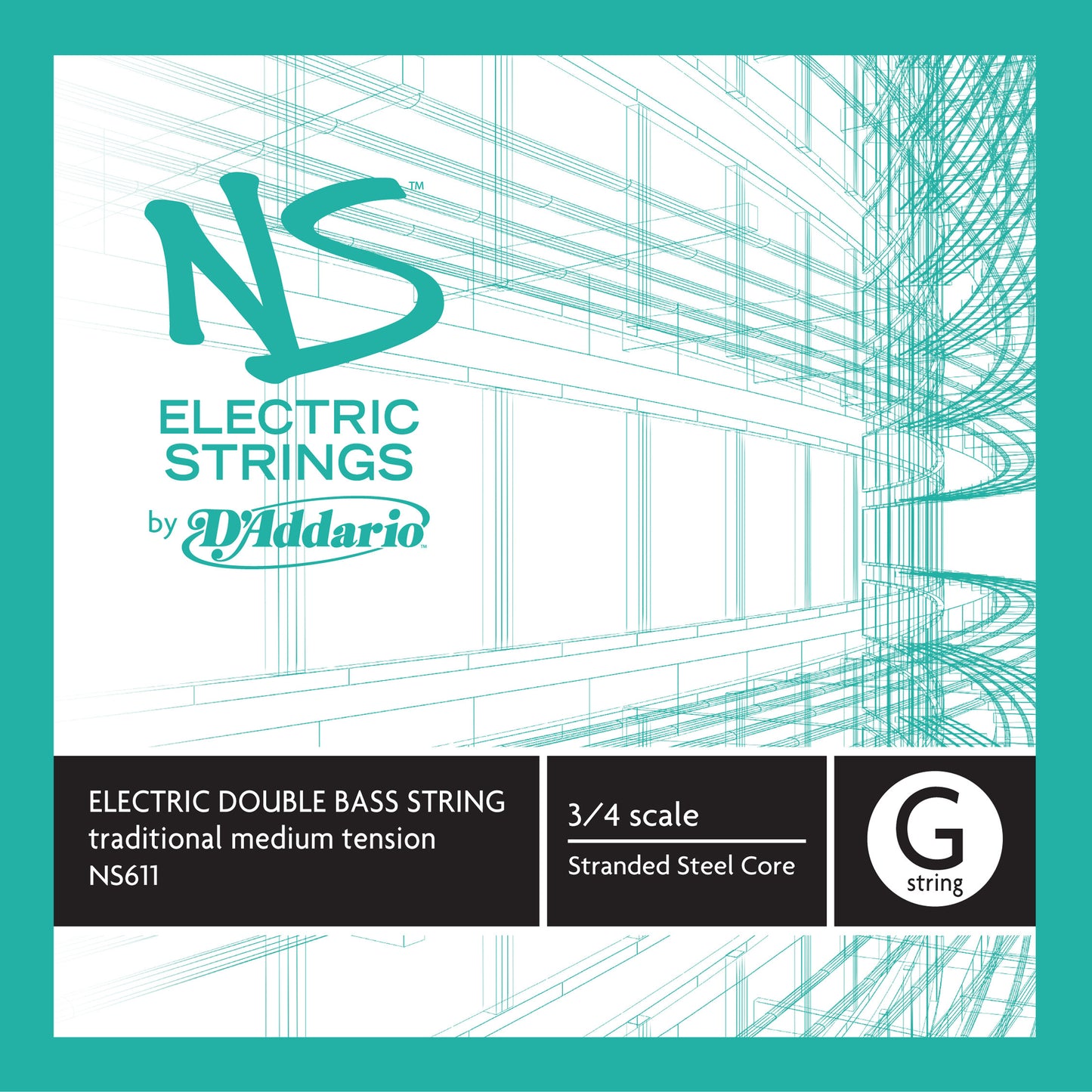 D'Addario NS Electric Traditional Bass Single G String, 3/4 Scale, Medium Tension