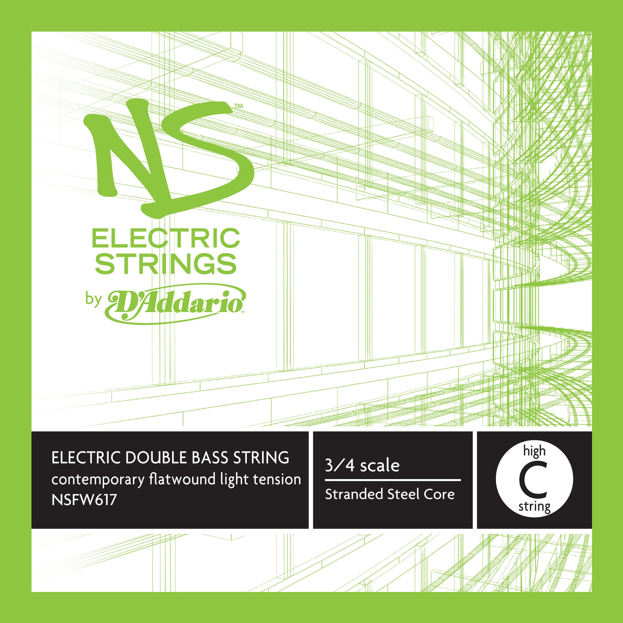 D'Addario NS Electric Contemporary Bass Single High C String, 3/4 Scale, Medium Tension