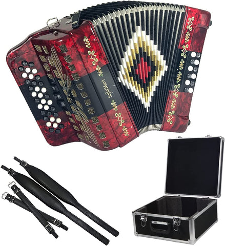 SofiaMari NSM-3412 34-Button 12 Bass Accordion EAD Red/Black/Red