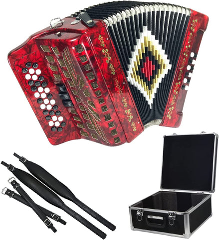 SofiaMari NSM-3412 34-Button 12 Bass Accordion FBE Red