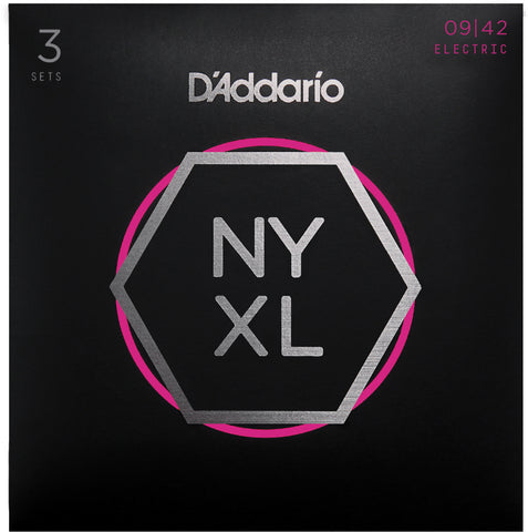 D'Addario NYXL0942-3P Nickel Wound Electric Guitar Strings, Super Light, 9-42, 3 Sets