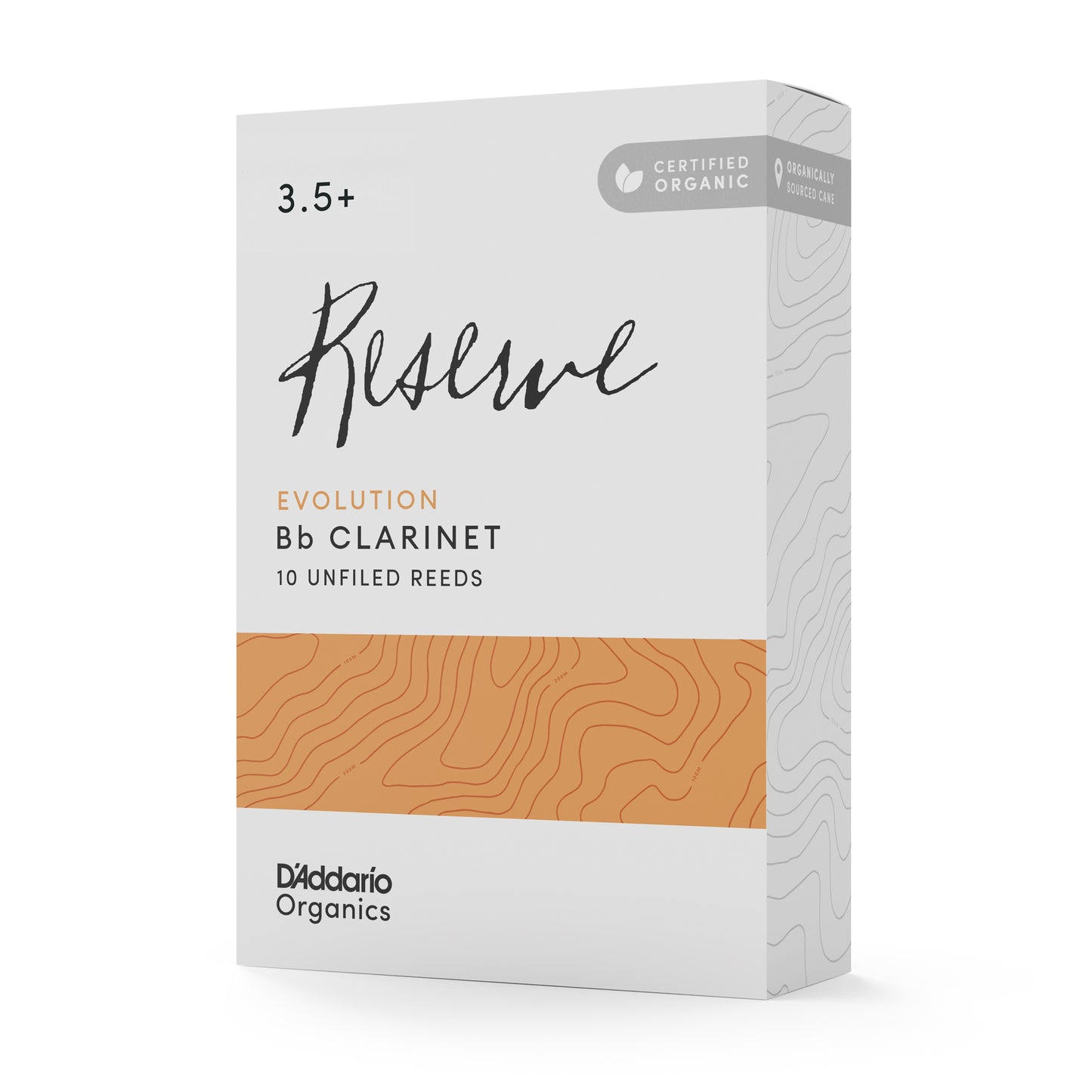 D'Addario Organic Reserve Evolution Bb Clarinet Reeds, Strength 3.5+, 10-pack