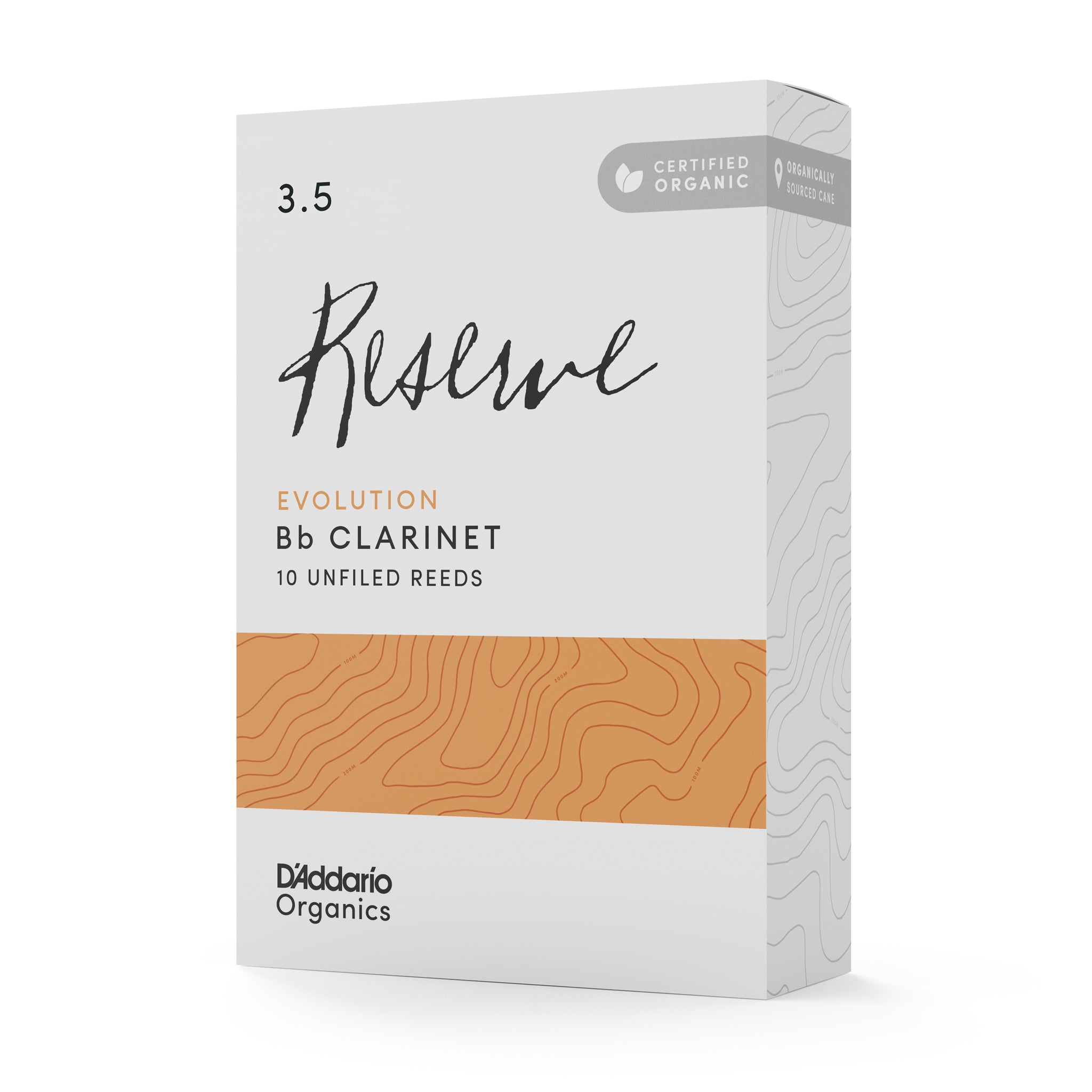 D'Addario Organic Reserve Evolution Bb Clarinet Reeds, Strength 3.5, 10-pack