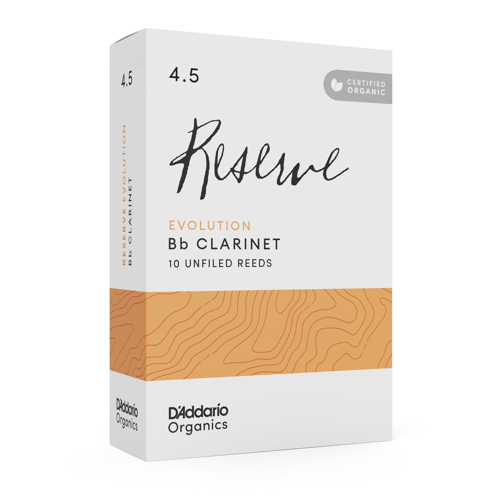 D'Addario Organic Reserve Evolution Bb Clarinet Reeds, Strength 4.5, 10-pack
