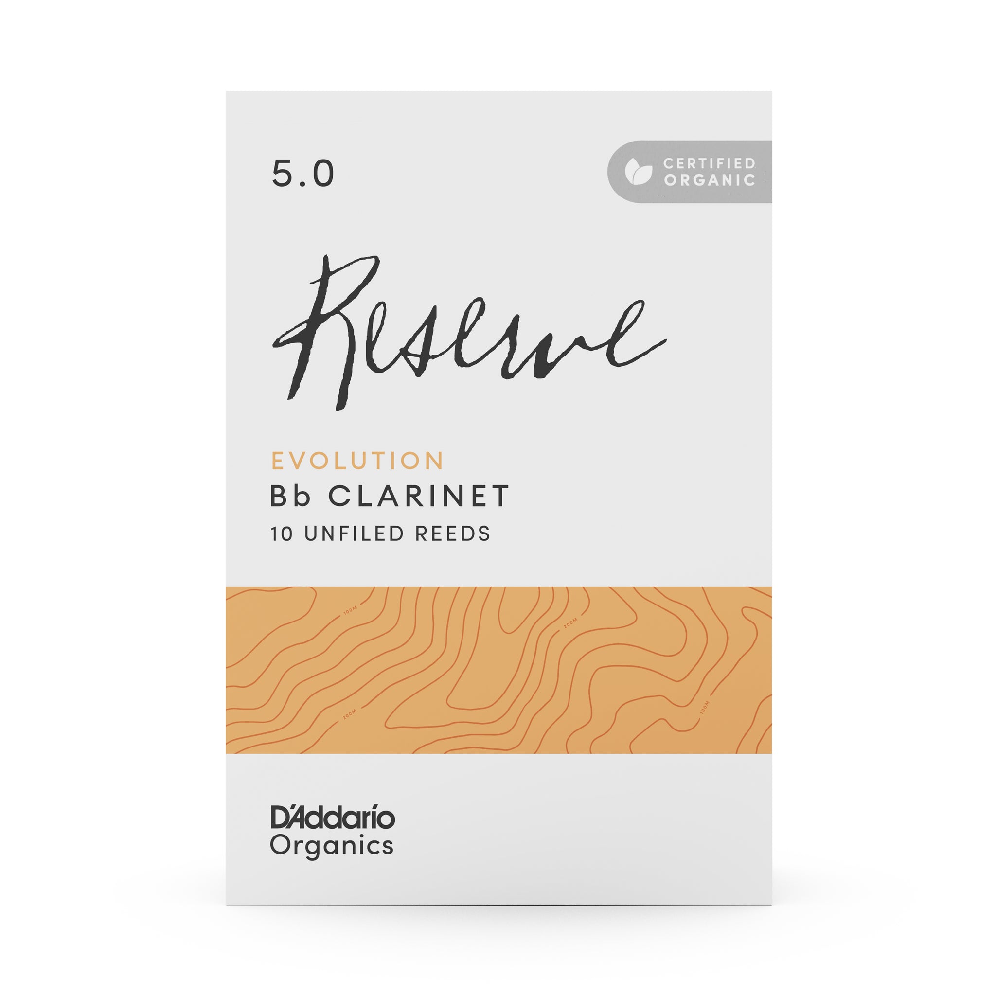 D'Addario Organic Reserve Evolution Bb Clarinet Reeds, Strength 5.0, 10-pack