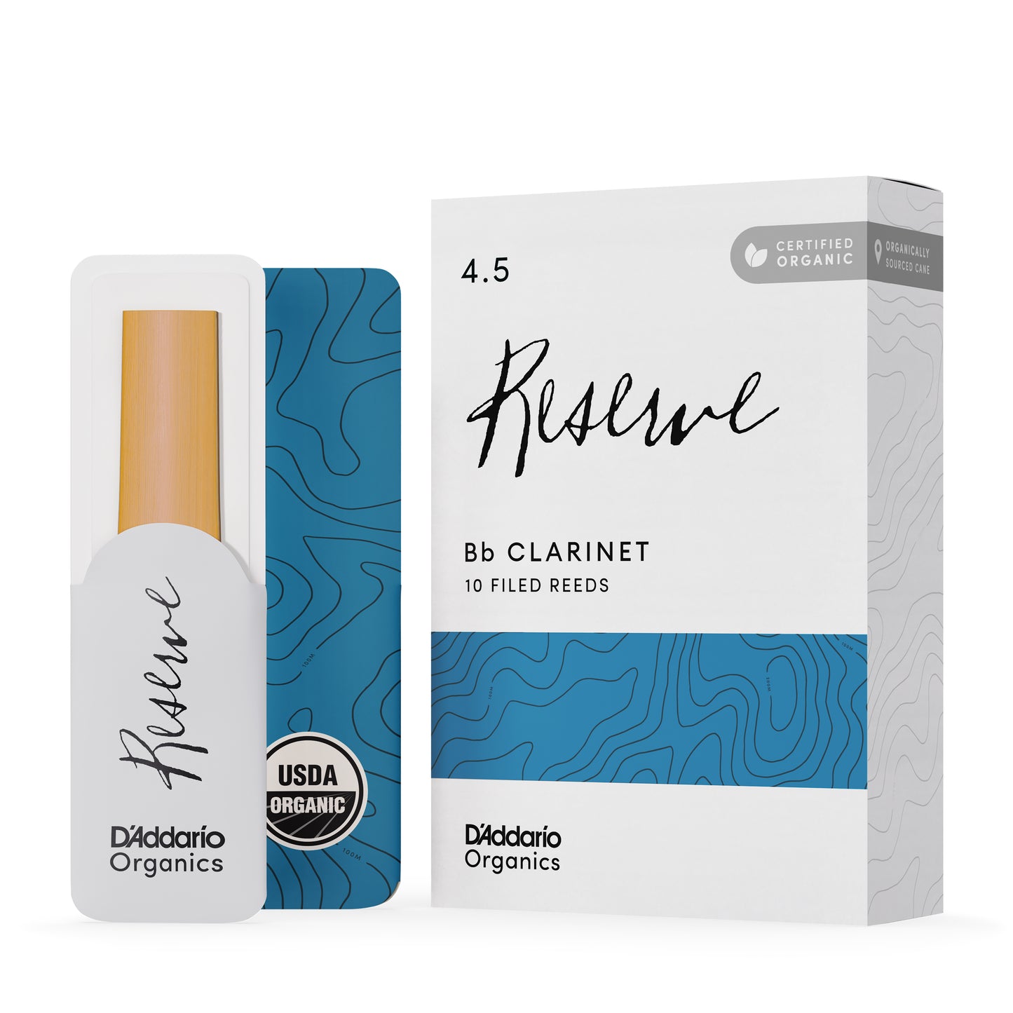D'Addario Organic Reserve Bb Clarinet Reeds, Strength 4.5, 10-pack