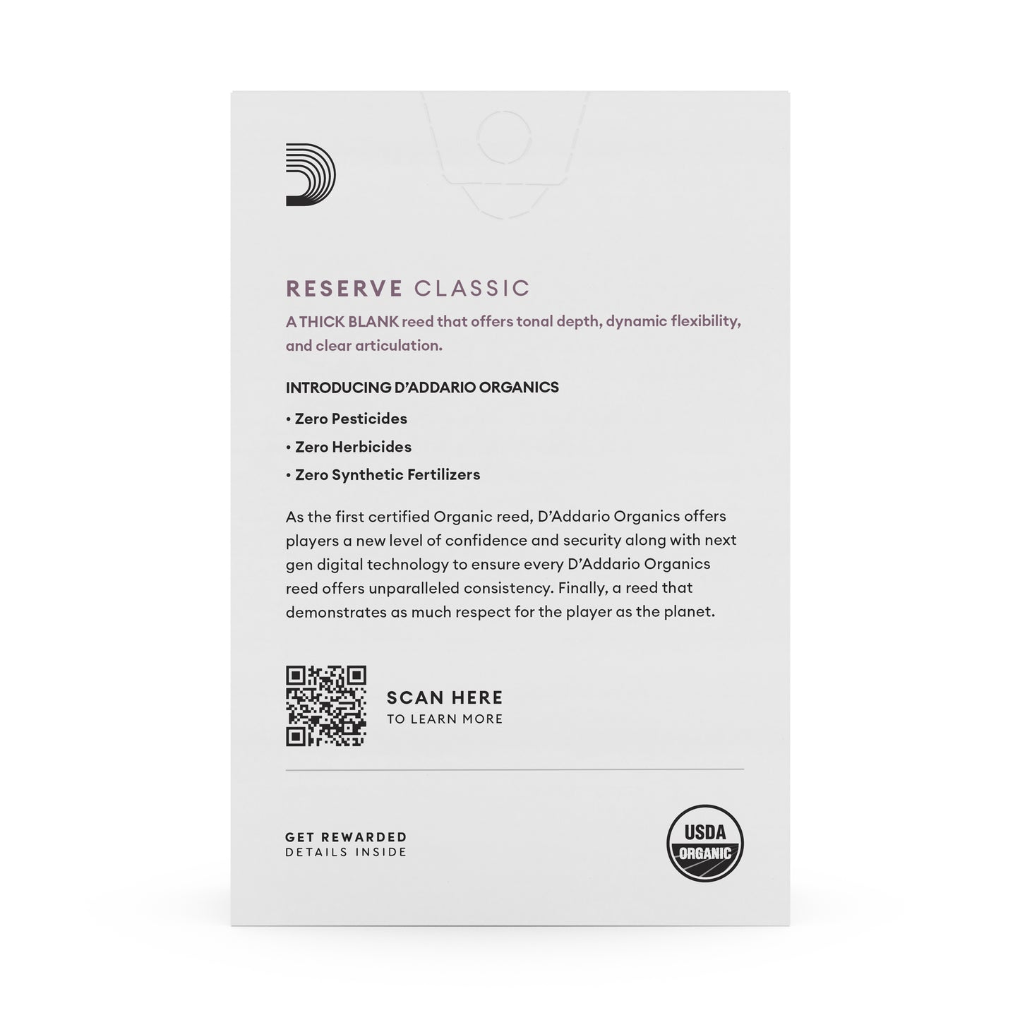 D'Addario Organic Reserve Classic Bb Clarinet Reeds, Strength 3.5, 10-pack
