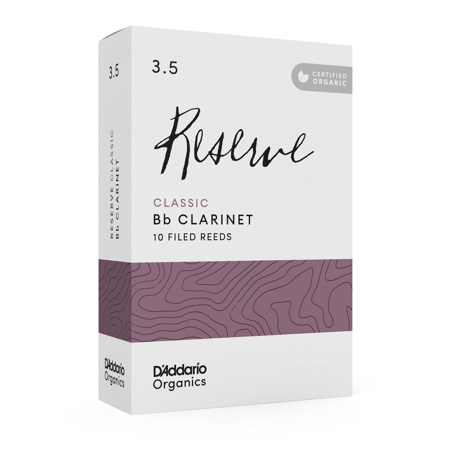 D'Addario Organic Reserve Classic Bb Clarinet Reeds, Strength 3.5, 10-pack
