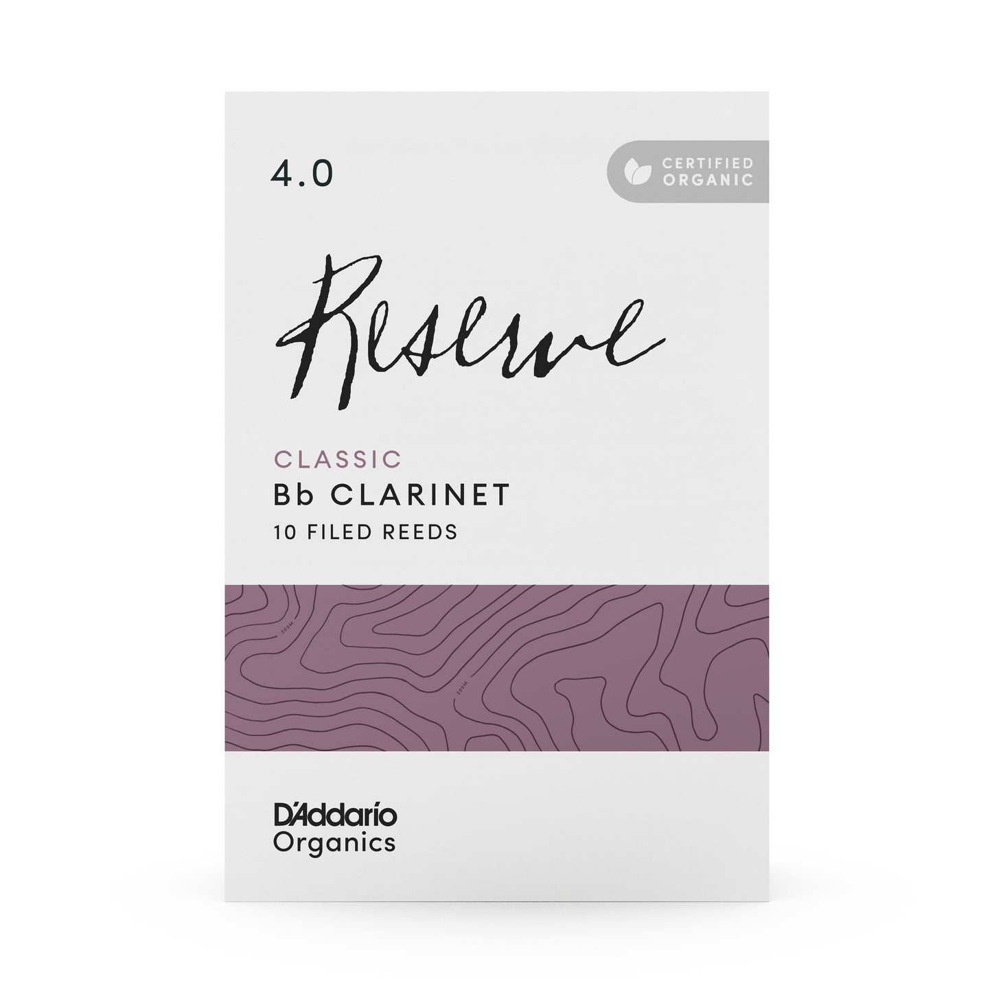 D'Addario Organic Reserve Classic Bb Clarinet Reeds, Strength 4.0, 10-pack