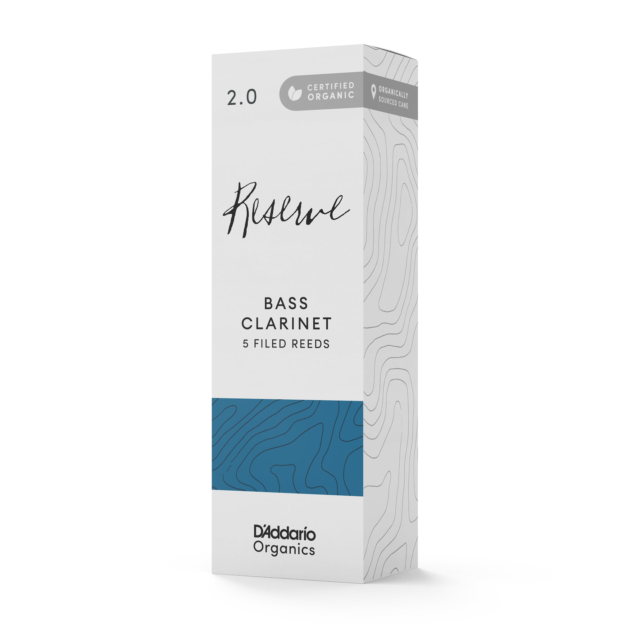 D'Addario Organic Reserve Bass Clarinet Reeds, Strength 2.0, 5 Pack