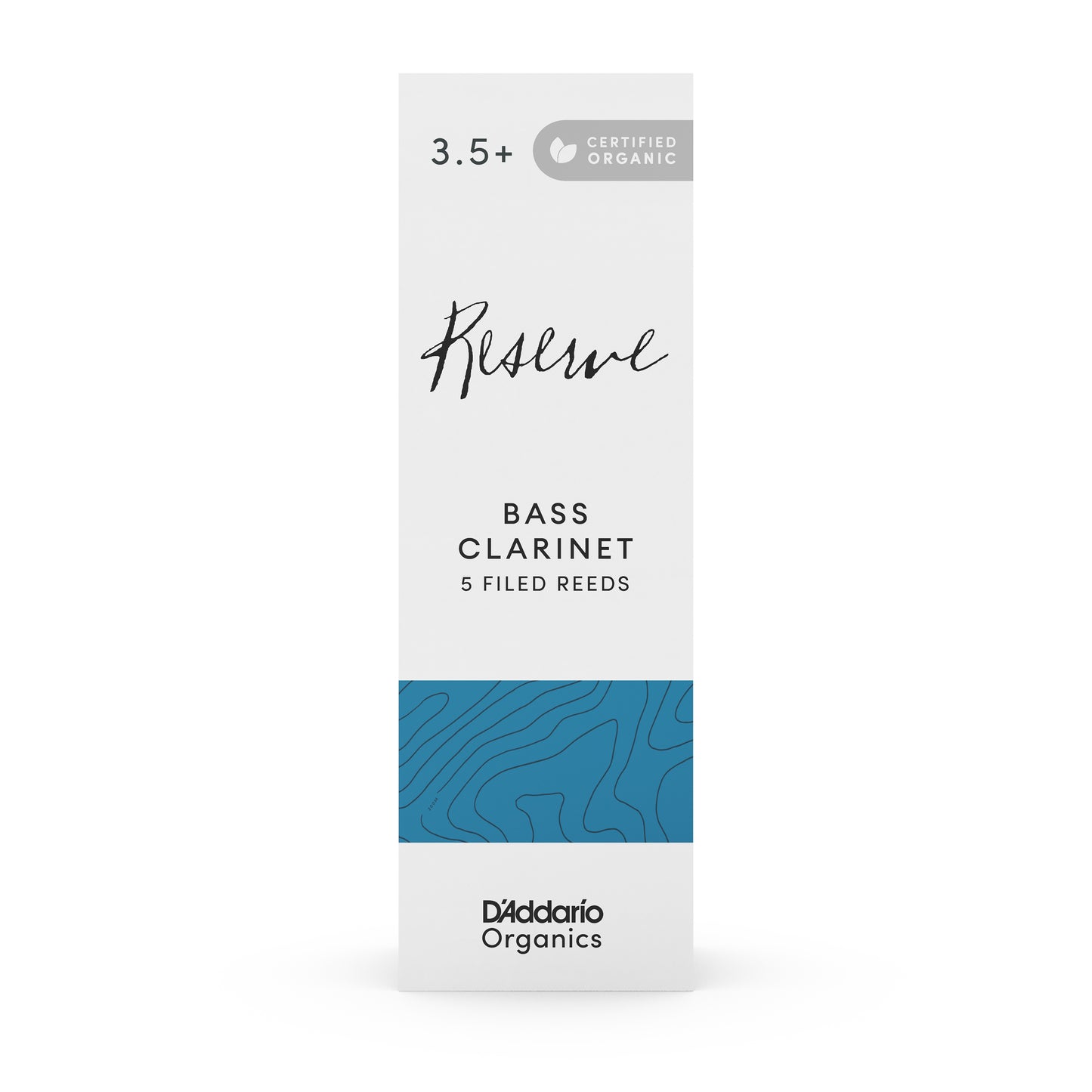 D'Addario Organic Reserve Bass Clarinet Reeds, Strength 3.5+, 5 Pack