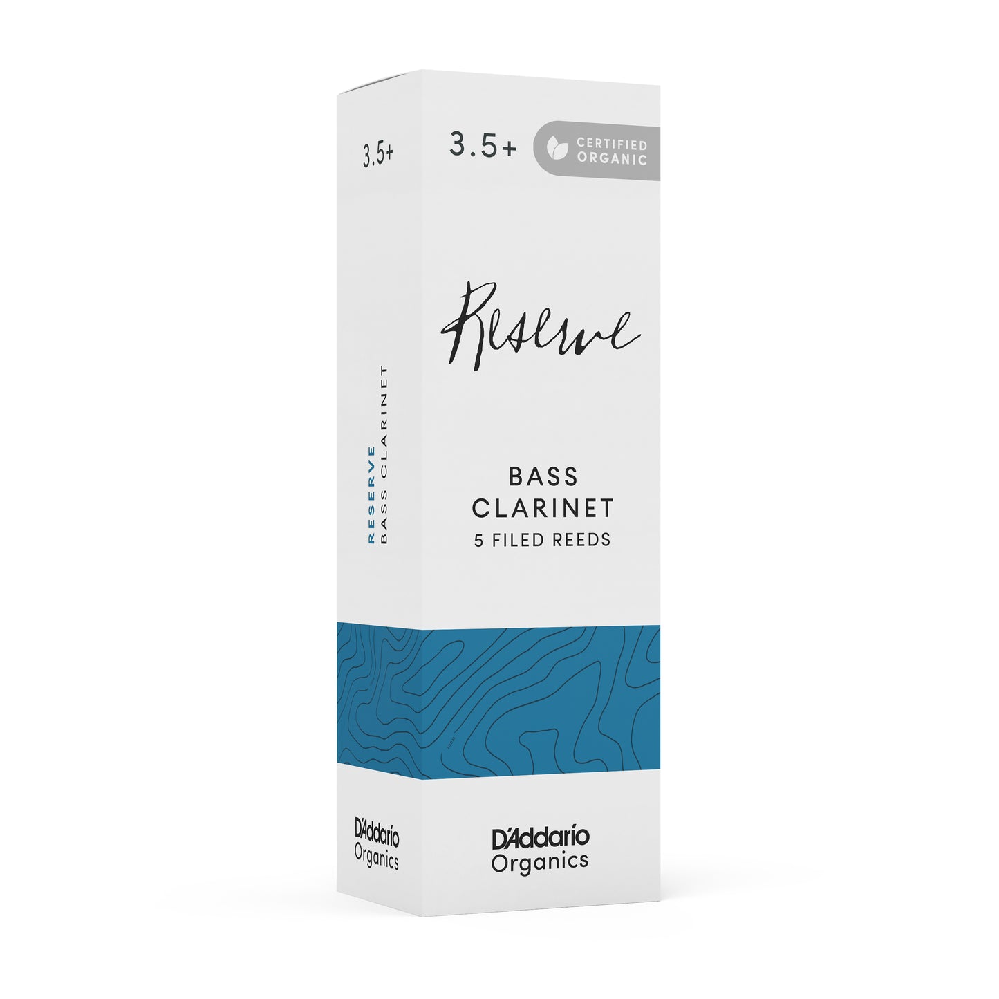 D'Addario Organic Reserve Bass Clarinet Reeds, Strength 3.5+, 5 Pack