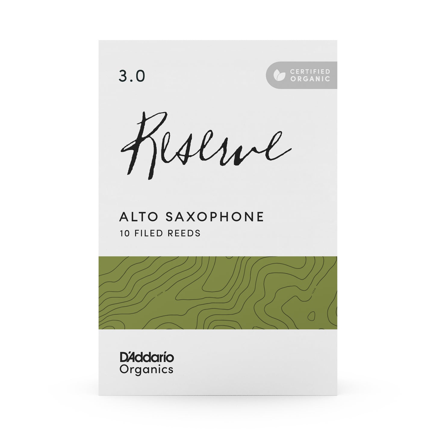 D'Addario Organic Reserve Alto Saxophone Reeds, Strength 3.0, 10-pack