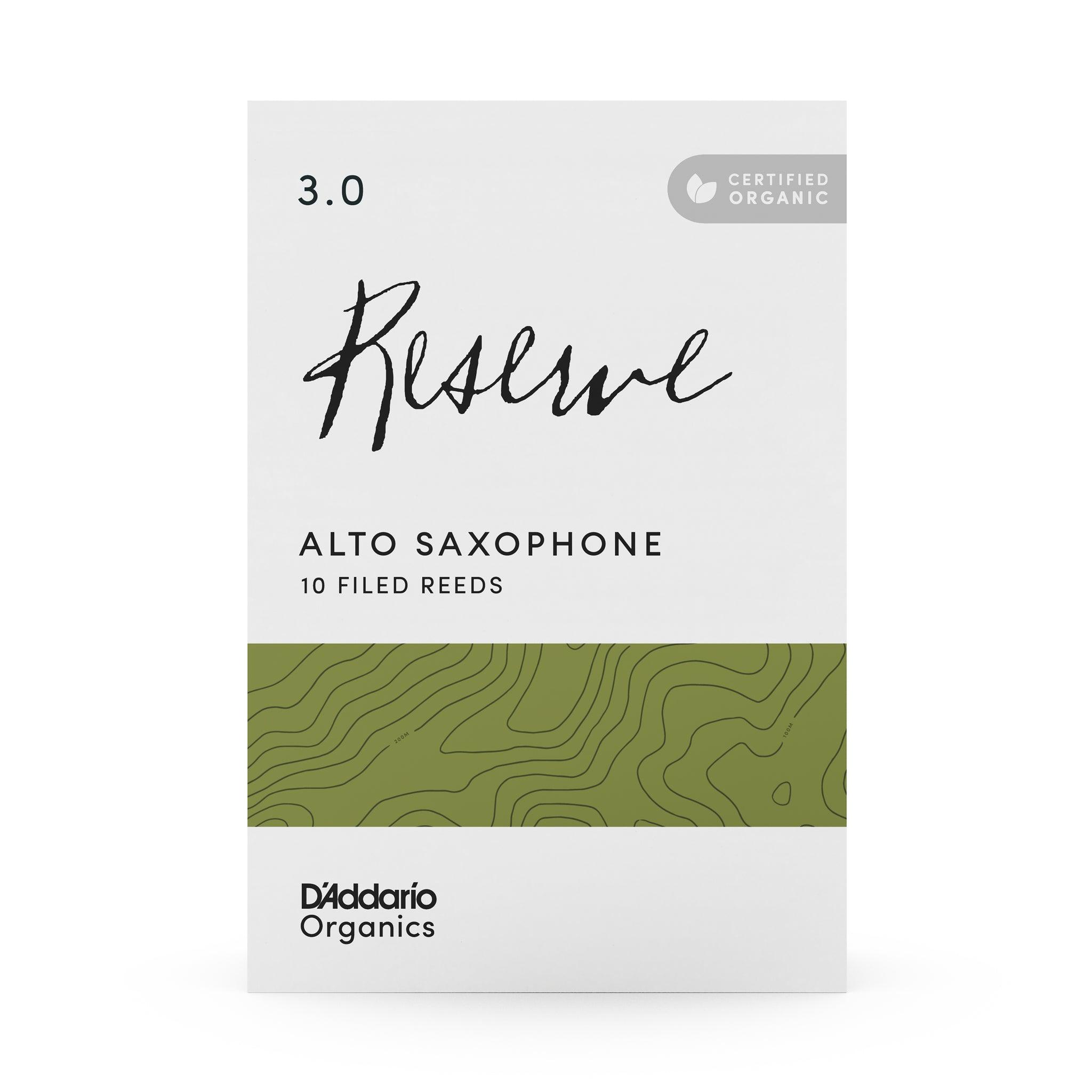 D'Addario Organic Reserve Alto Saxophone Reeds, Strength 3.0, 10-pack