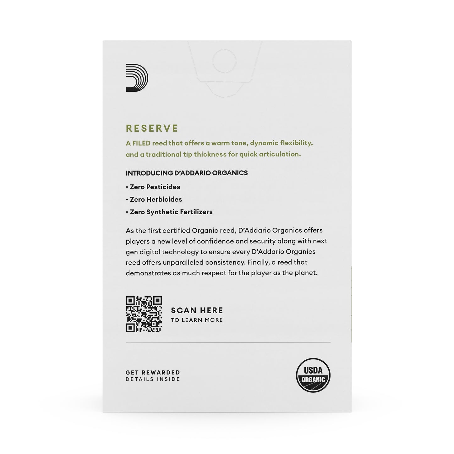 D'Addario Organic Reserve Alto Saxophone Reeds, Strength 3.5, 10-pack