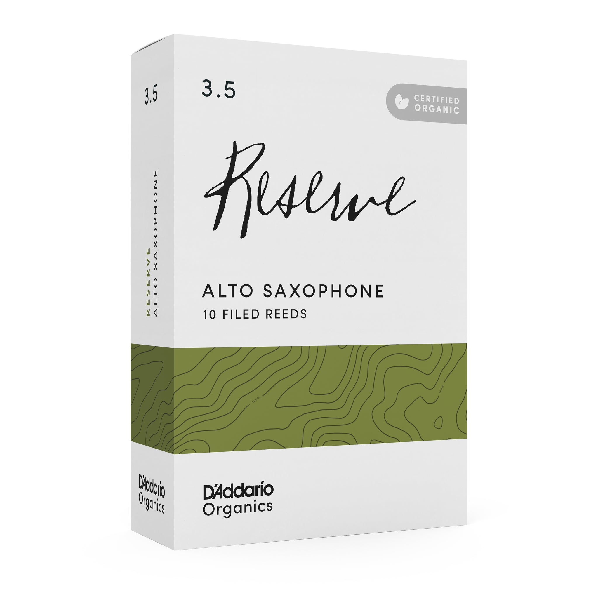 D'Addario Organic Reserve Alto Saxophone Reeds, Strength 3.5, 10-pack