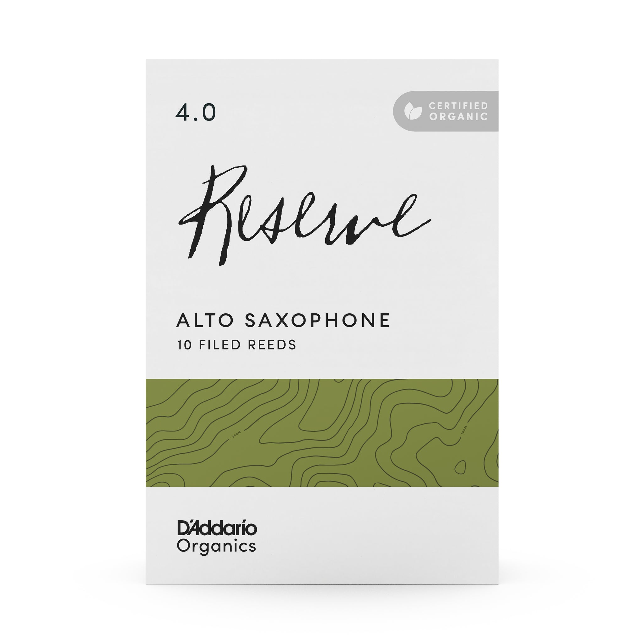 D'Addario Organic Reserve Alto Saxophone Reeds, Strength 4.0, 10-pack