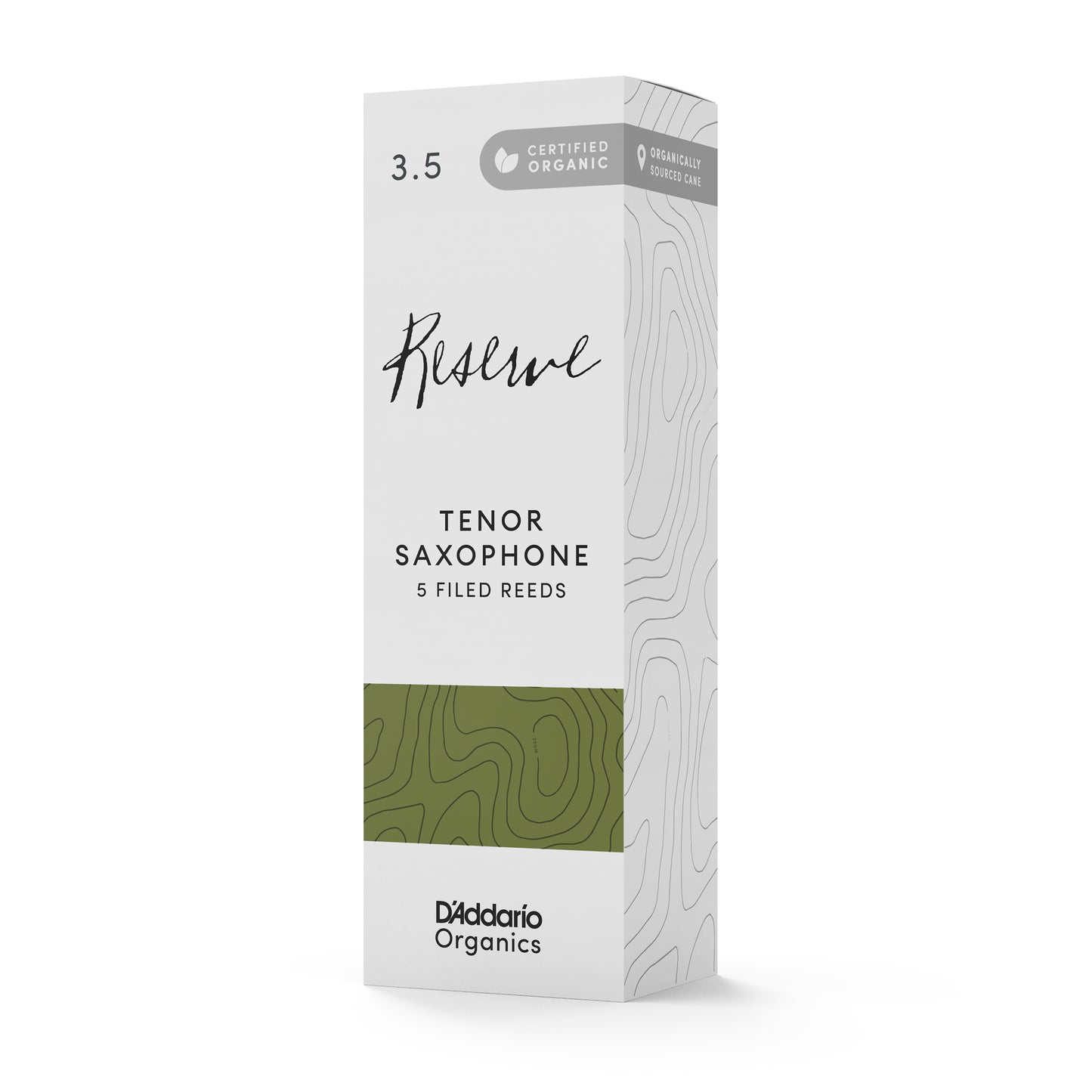 D'Addario Organic Reserve Tenor Saxophone Reeds, Strength 3.5, 5-pack