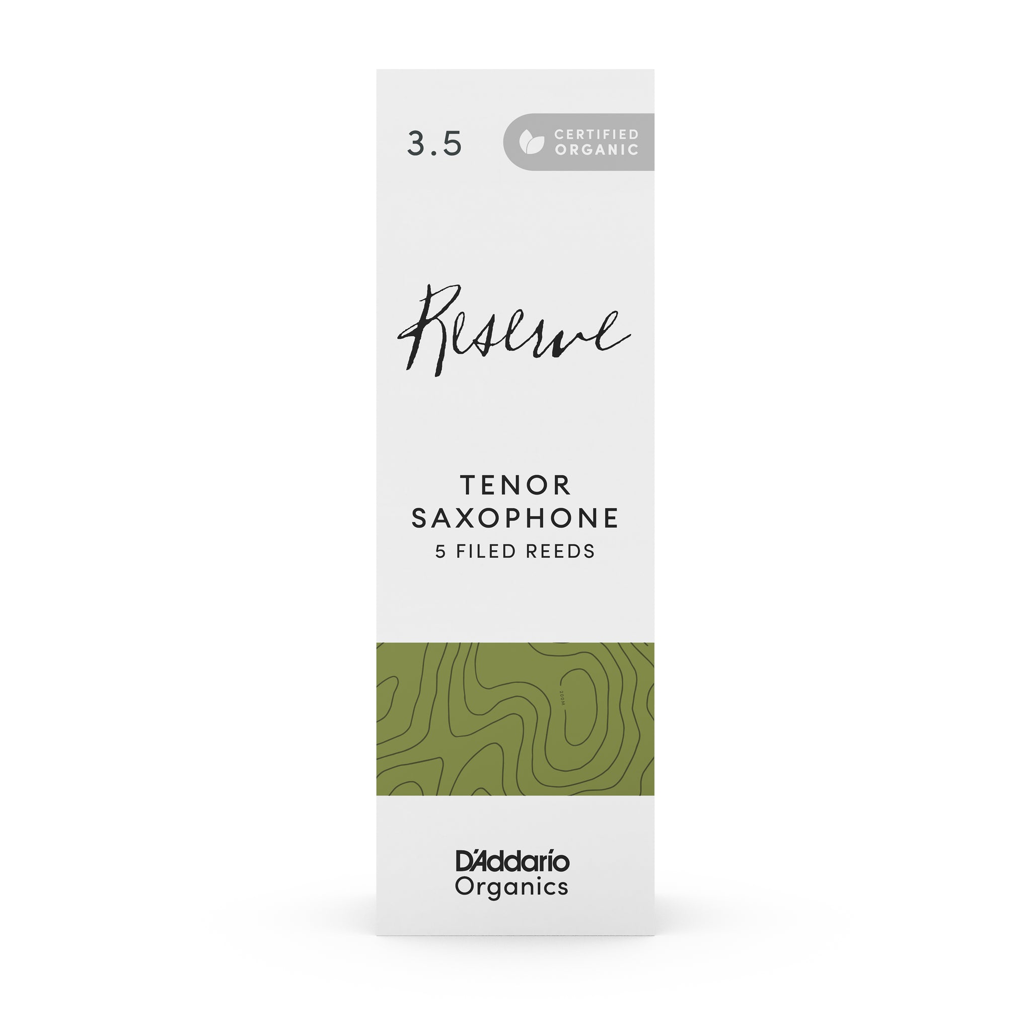 D'Addario Organic Reserve Tenor Saxophone Reeds, Strength 3.5, 5-pack