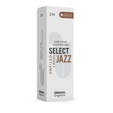 D'Addario Organic Select Jazz Unfiled Baritone Sax Reeds, Strength 2 Med, 5-pack