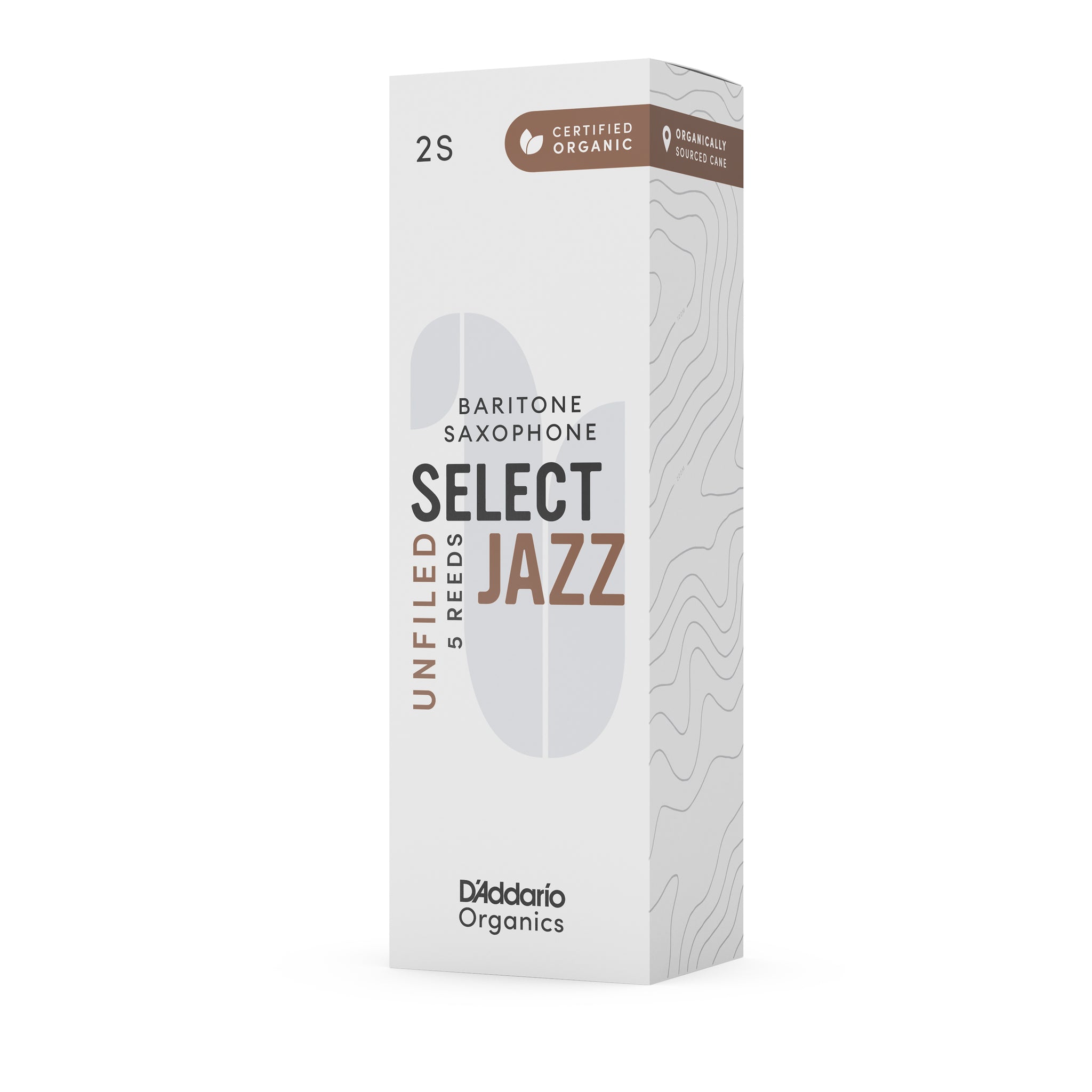 D'Addario Organic Select Jazz Unfiled Baritone Sax Reeds Strength 2 Soft, 5-pack