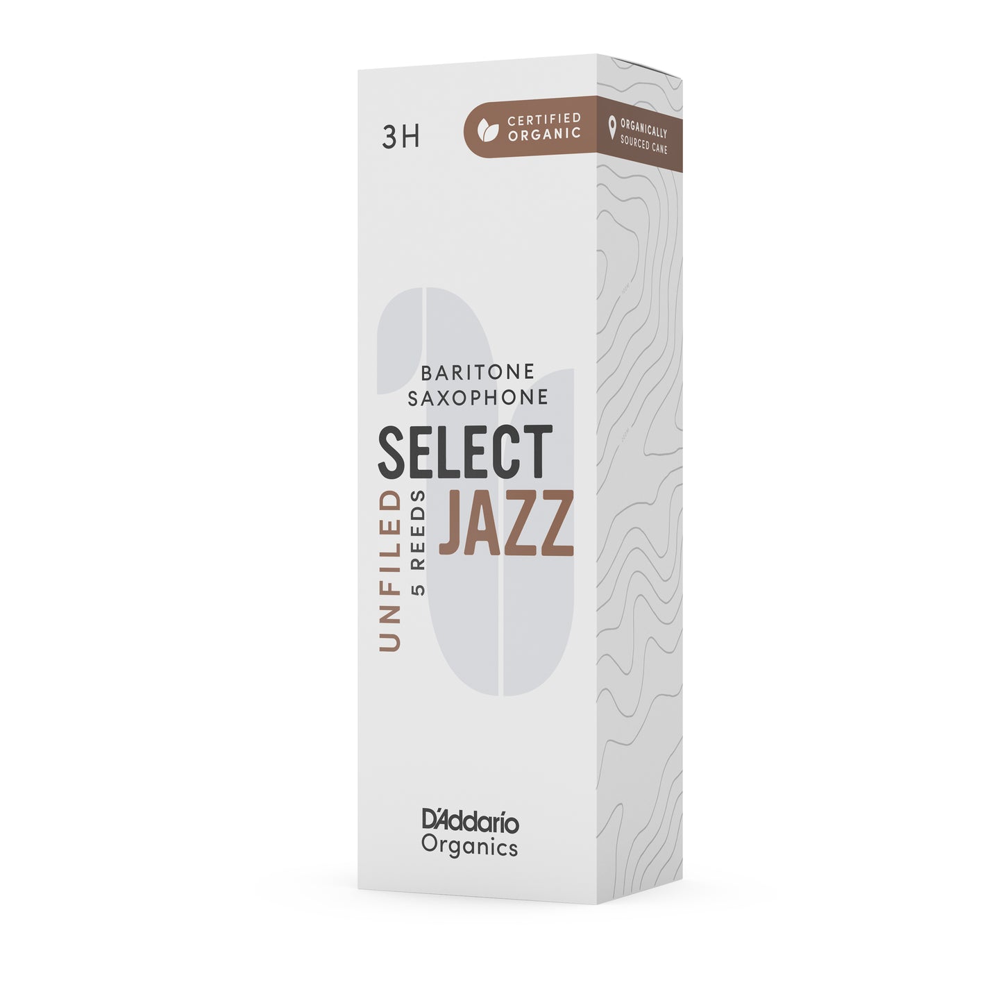 D'Addario Organic Select Jazz Unfiled Baritone Sax Reeds Strength 3 Hard, 5-pack