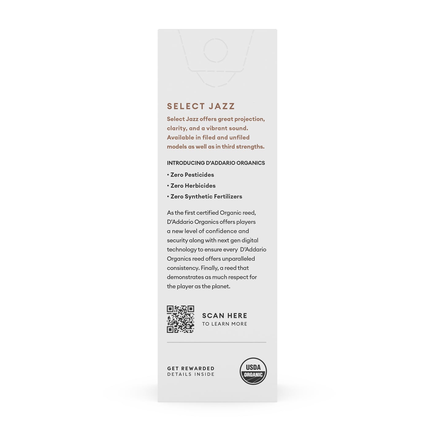 D'Addario Organic Select Jazz Unfiled Baritone Sax Reeds, Strength 3 Med, 5-pack