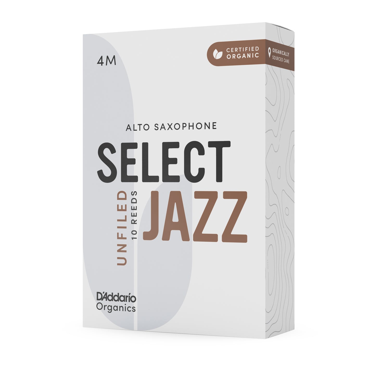 D'Addario Organic Select Jazz Unfiled Alto Sax Reeds, Strength 4 Medium, 10-pack