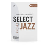 D'Addario Organic Select Jazz Unfiled Soprano Sax Reeds Strength 2 Soft, 10-pack