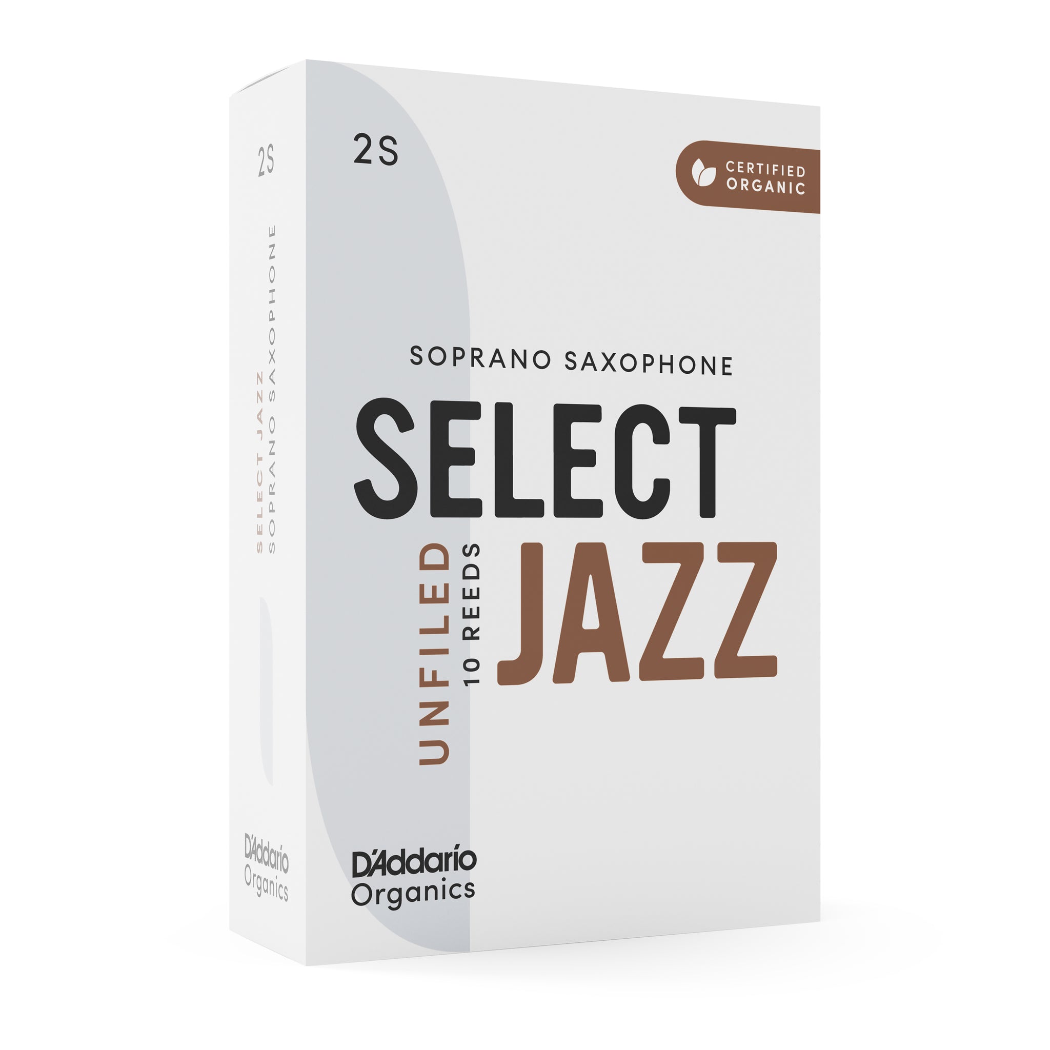 D'Addario Organic Select Jazz Unfiled Soprano Sax Reeds Strength 2 Soft, 10-pack