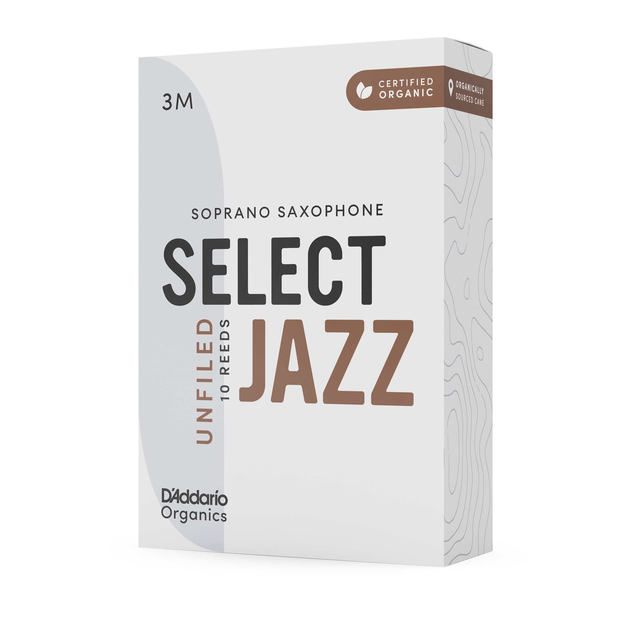 D'Addario Organic Select Jazz Unfiled Soprano Sax Reeds, Strength 3 Med, 10-pack