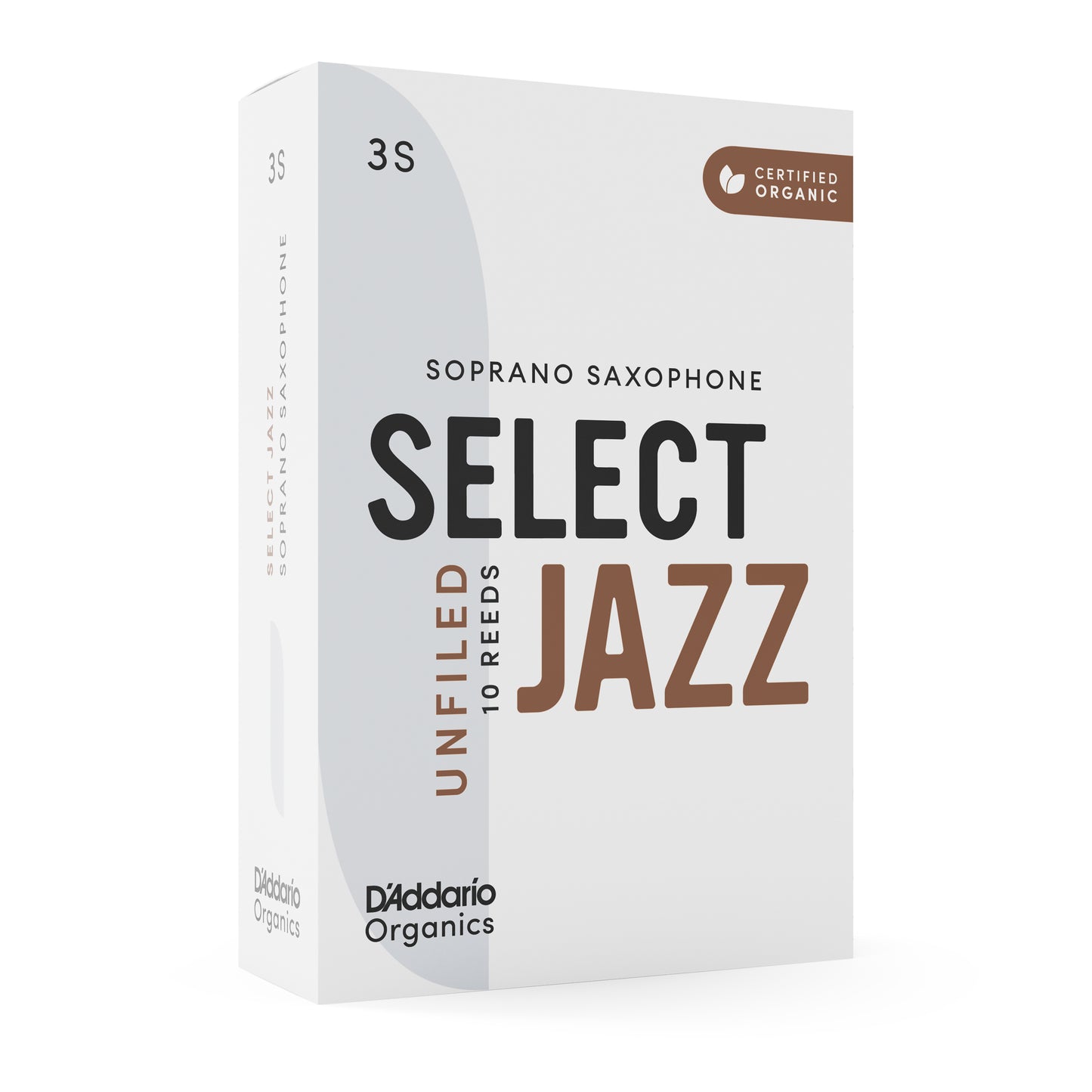 D'Addario Organic Select Jazz Unfiled Soprano Sax Reeds Strength 3 Soft, 10-pack