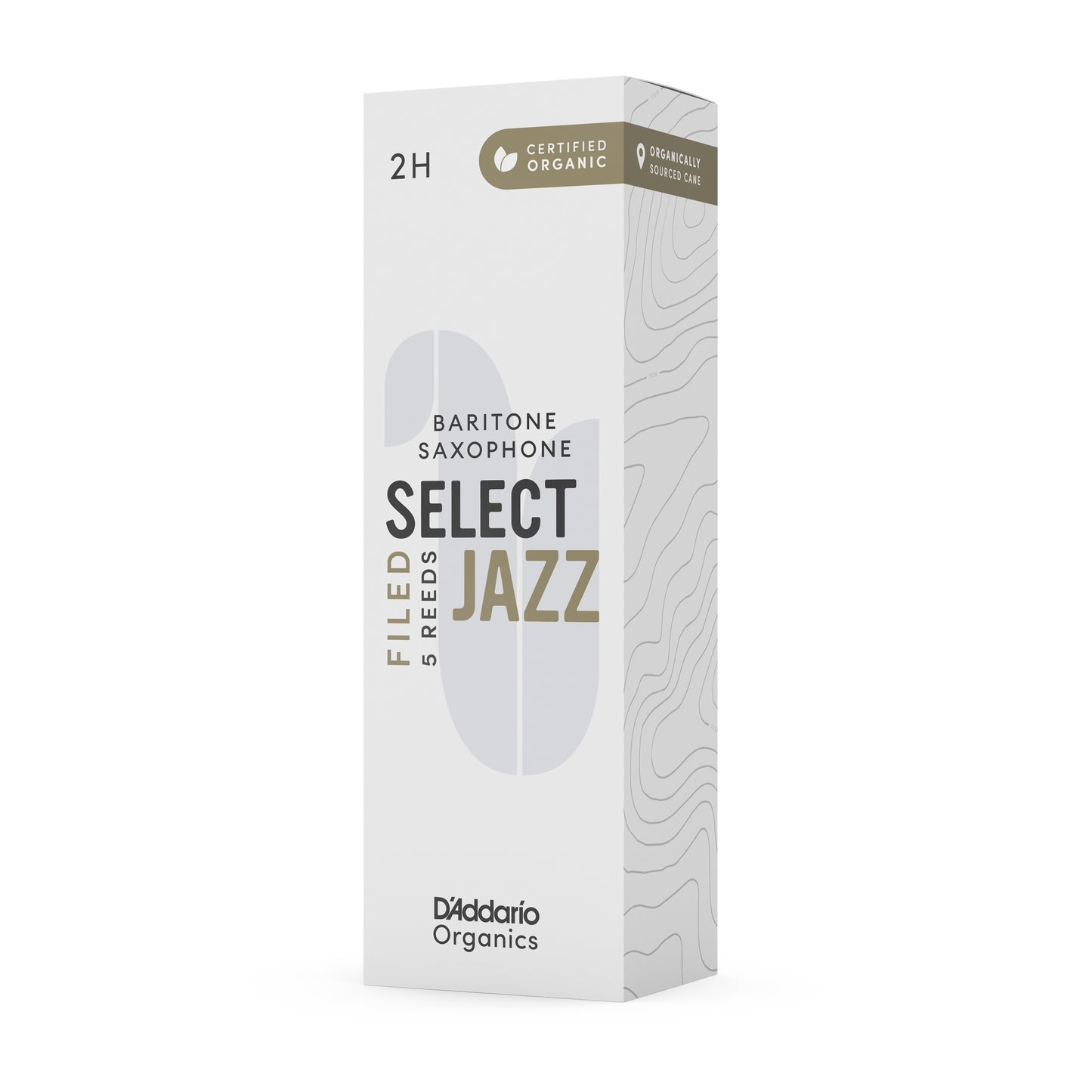 D'Addario Organic Select Jazz Filed Baritone Sax Reeds, Strength 2 Hard, 5-pack