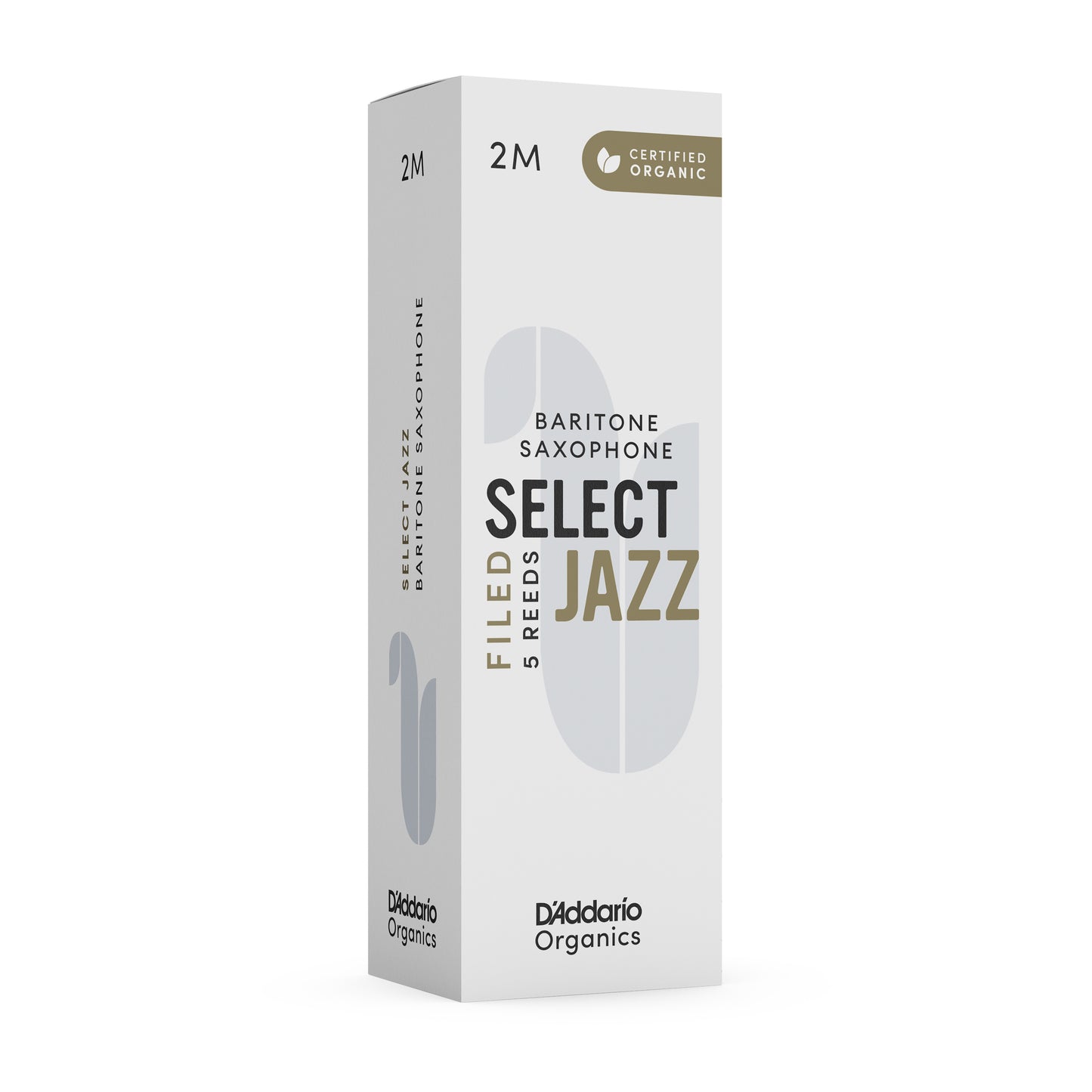 D'Addario Organic Select Jazz Filed Baritone Sax Reeds, Strength 2 Medium 5-pack