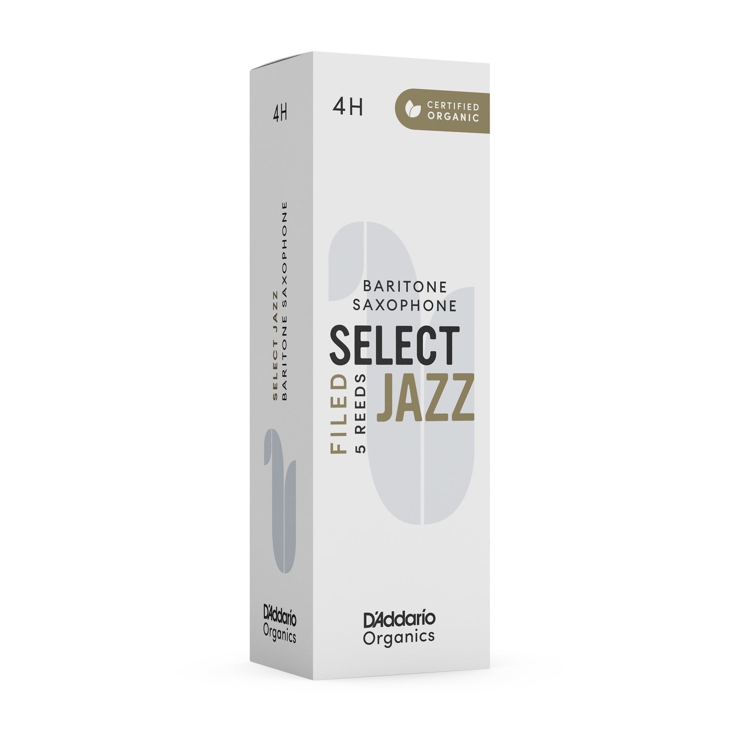 D'Addario Organic Select Jazz Filed Baritone Sax Reeds, Strength 4 Hard, 5-pack