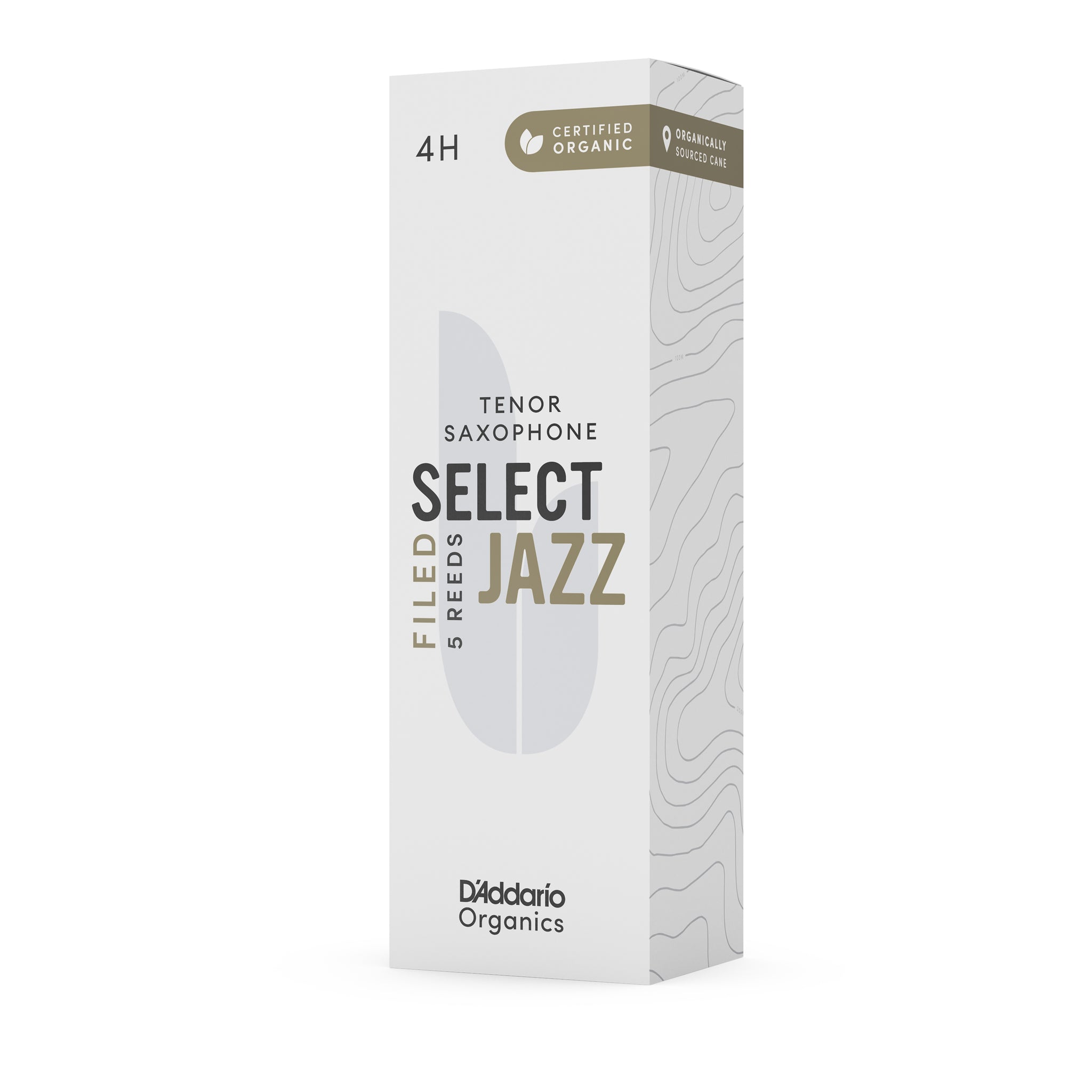D'Addario Organic Select Jazz Filed Tenor Sax Reeds, Strength 4 Hard, 5-pack