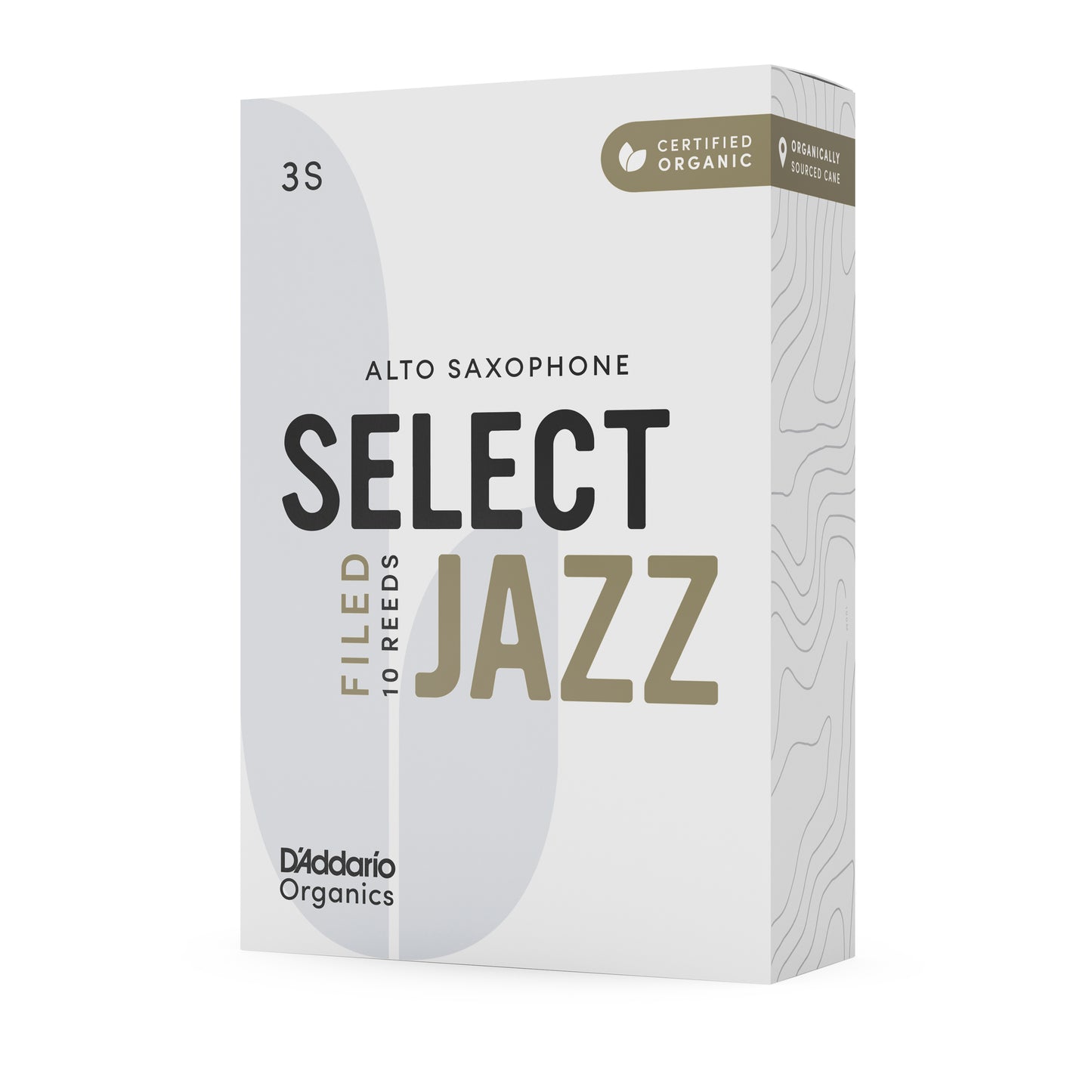 D'Addario Organic Select Jazz Filed Alto Sax Reeds, Strength 3 Soft, 10-pack