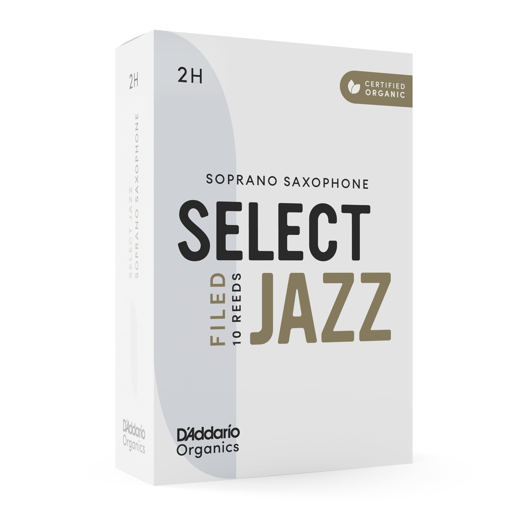 D'Addario Organic Select Jazz Filed Soprano Sax Reeds, Strength 2 Hard, 10-pack