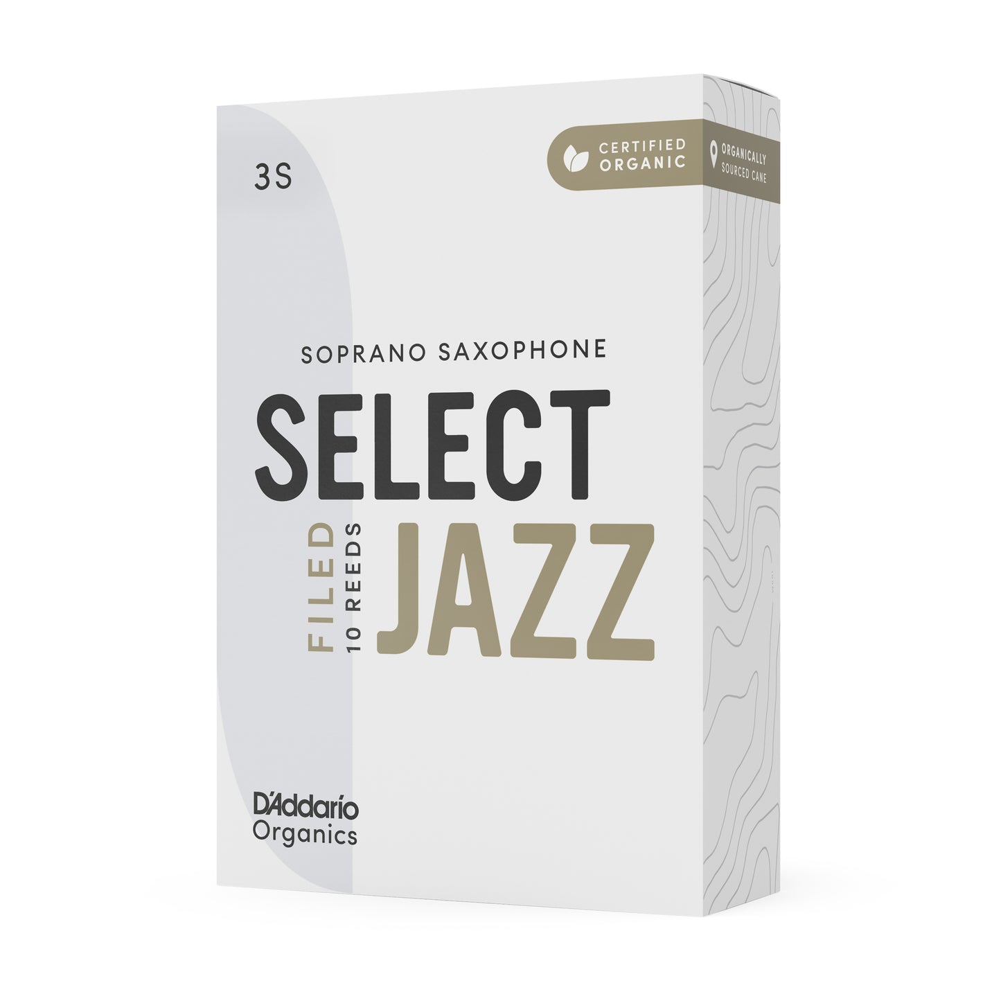 D'Addario Organic Select Jazz Filed Soprano Sax Reeds, Strength 3 Soft, 10-pack